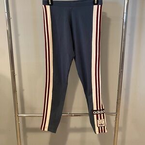 Adidas Originals 3-Stripes Logo Patch Leggings – Blue/Burgundy – Women’s M